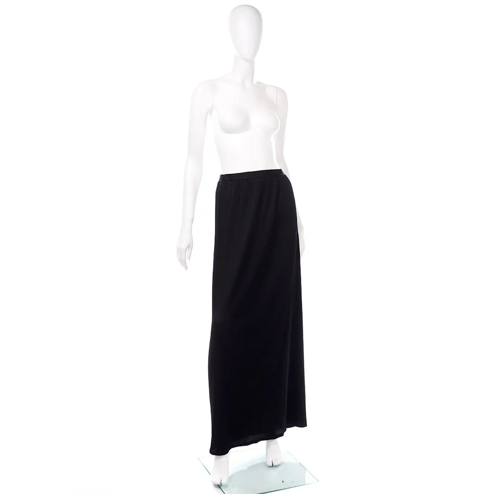 1970s KoKo Knits of California Black Ribbed Maxi Skirt