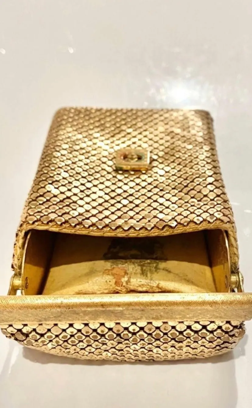 1980s GUCCI GOLD METAL MESH WEB LOGO CIGARETTE CASE BOX