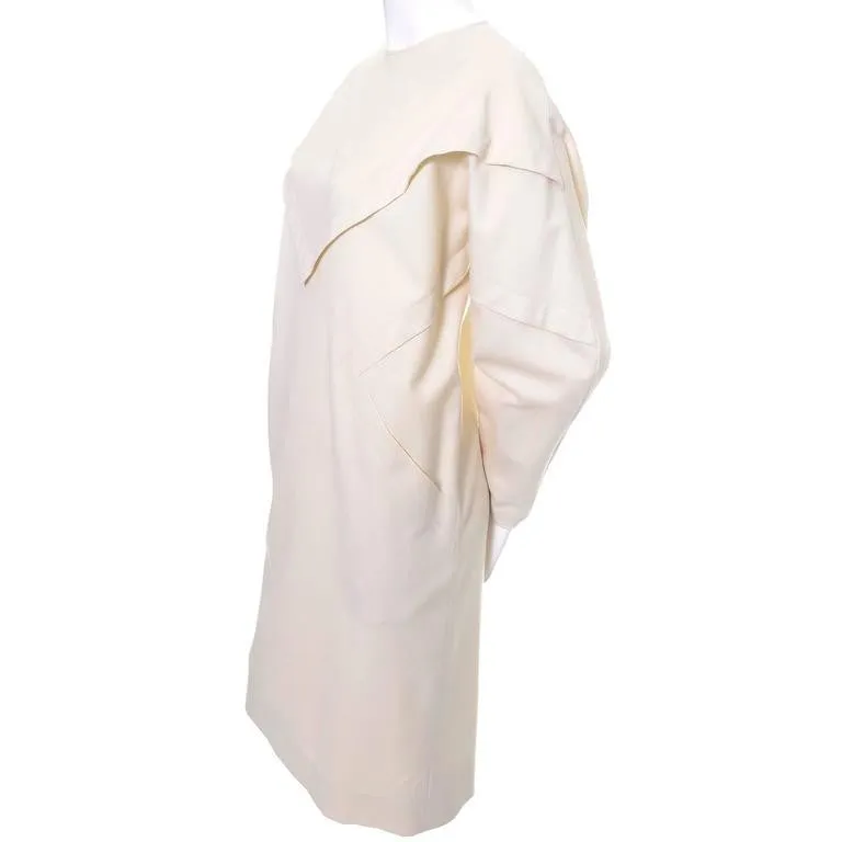 1980's Ronaldus Shamask Original Vintage Cream Wool Dress 6/8