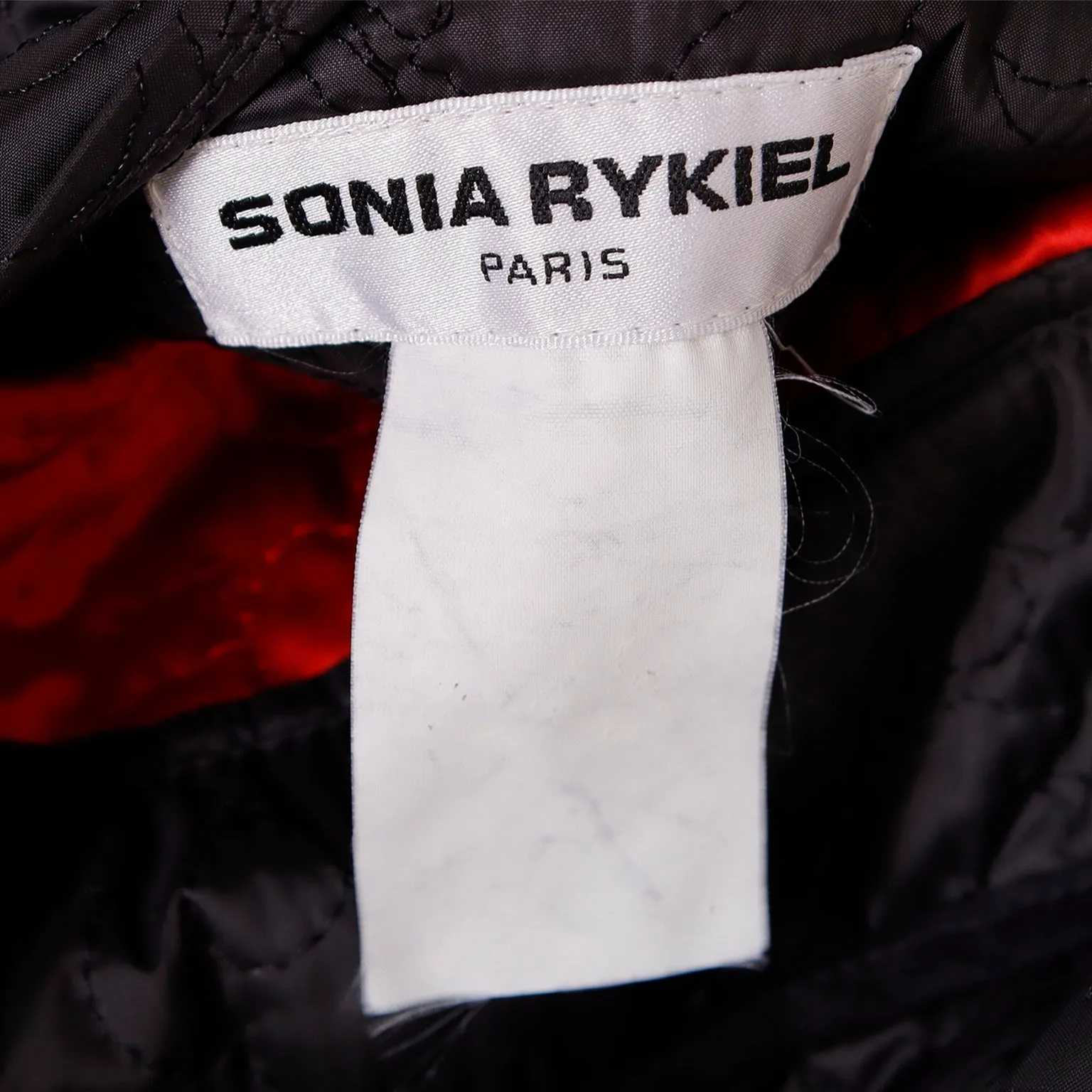 1980s Sonia Rykiel Vintage Reversible Quilted Red & Black Coat W Hood