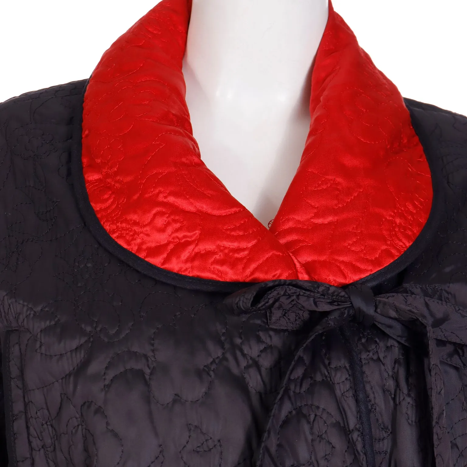 1980s Sonia Rykiel Vintage Reversible Quilted Red & Black Coat W Hood