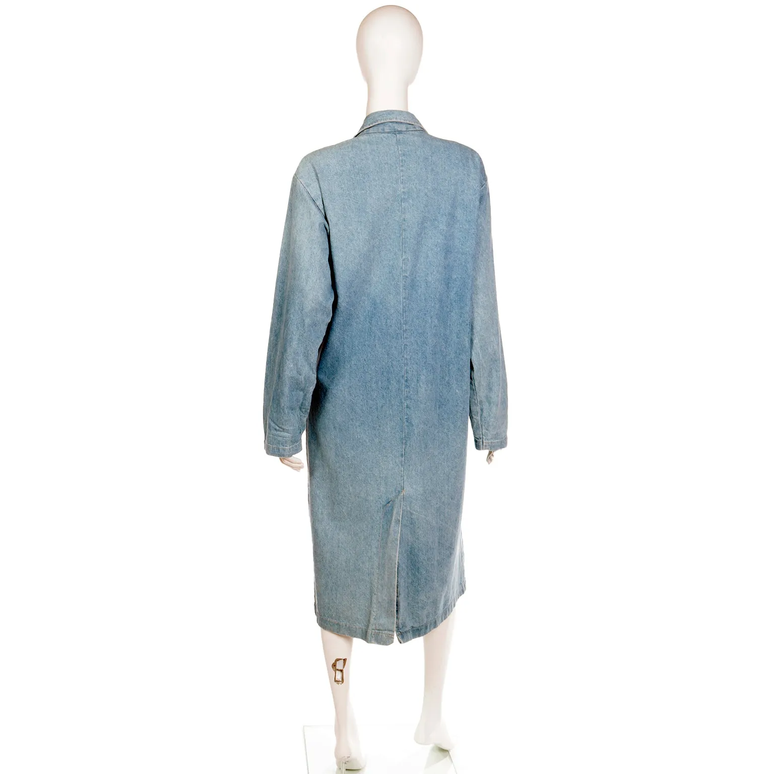 1980s Vintage Denim Blue Jean Duster Coat