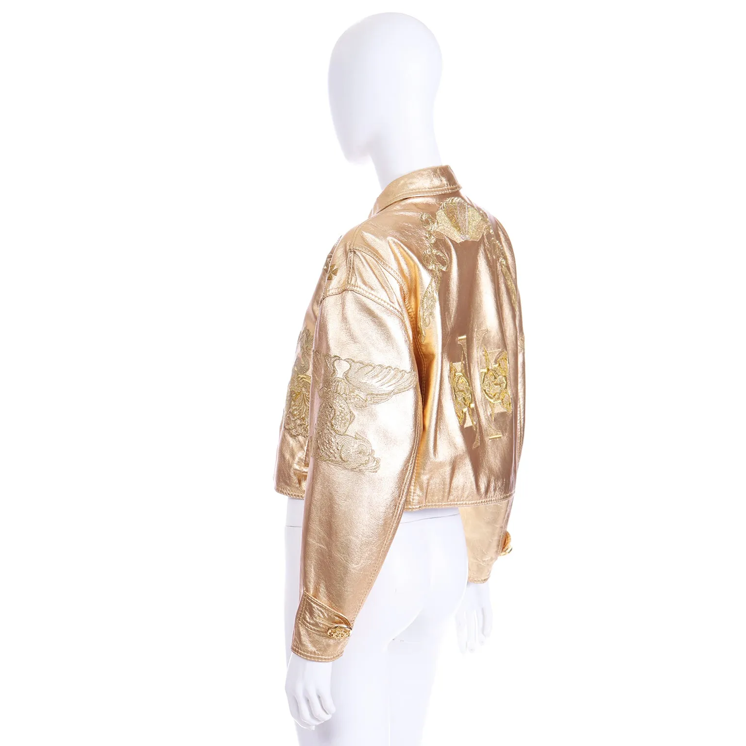 1992 Gianfranco Ferre Gold Leather Nautical Theme Runway Jacket