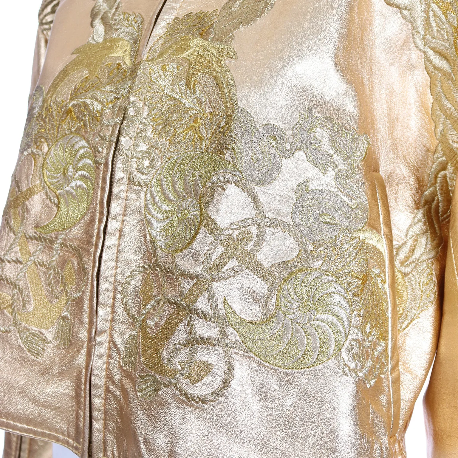 1992 Gianfranco Ferre Gold Leather Nautical Theme Runway Jacket