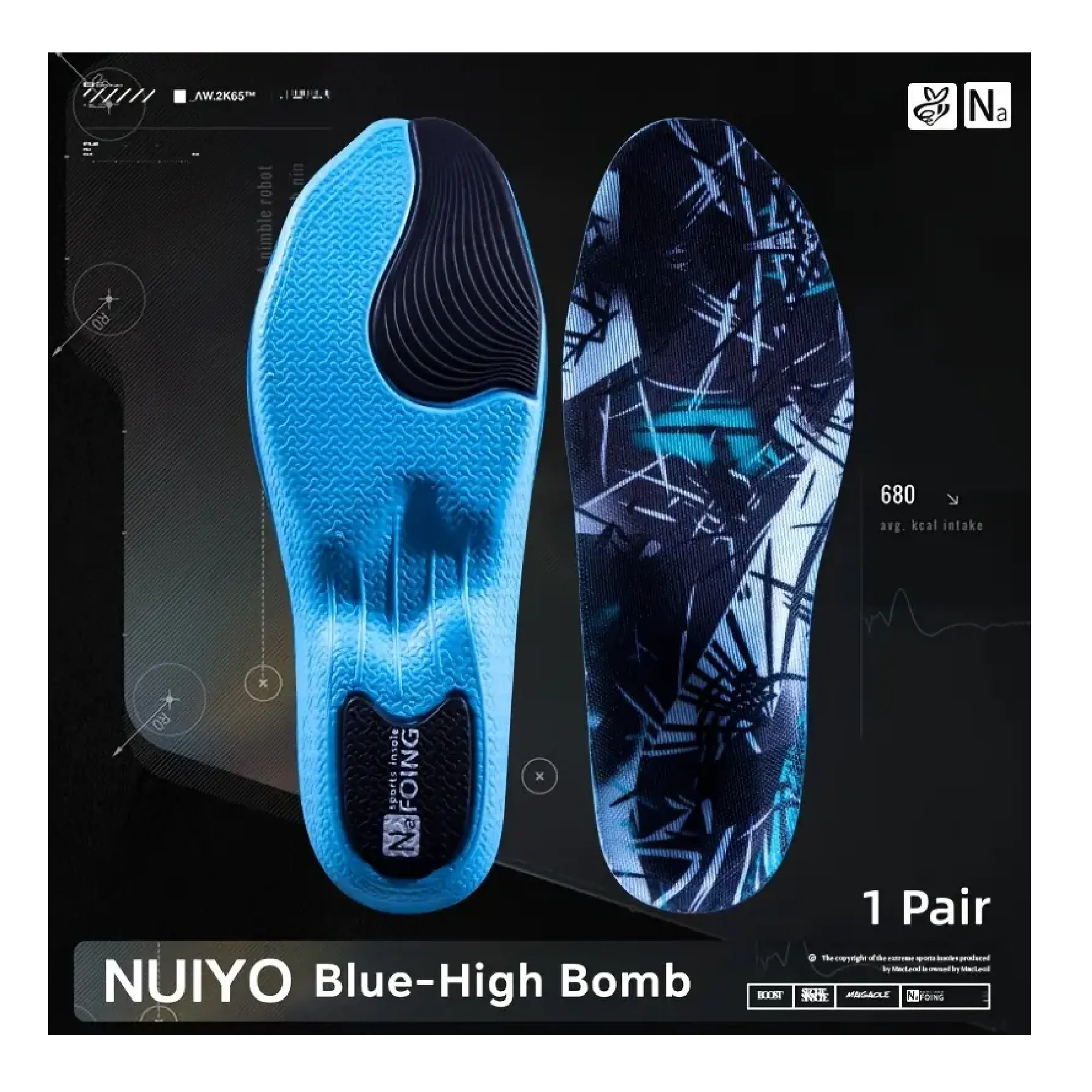 1pair EVA Anti Slip Embedded Running Insoles - Comfortable, Orthopedic, Shock Absorption Shoes Pad For Sports, Hiking, Climbing, Working & Running