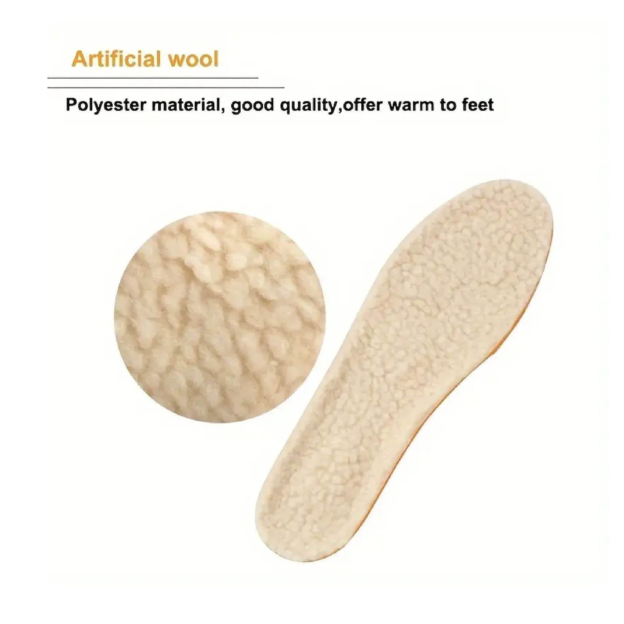 1pair Lamb Wool Warm Insoles, Massage Shock Absorption Insoles, Lamb Velvet Winter Sports Insoles, Can Be Cut