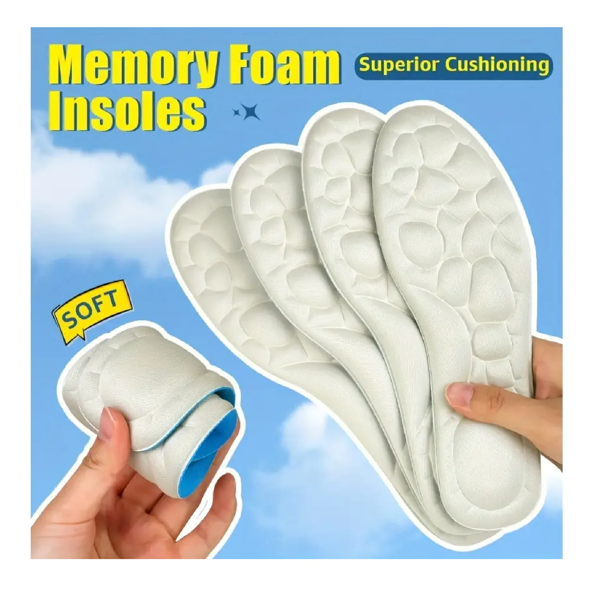 1pair Memory Foam Cushioned Insoles For High Heels, Sneakers