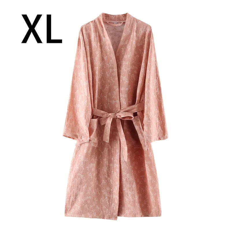 1pc Unisex Double Layer Cotton Gauze Bathrobe, Quick-Dry Absorbent Robe For Spring/Autumn, Modern Homewear Sleepwear, Couples Loungewear