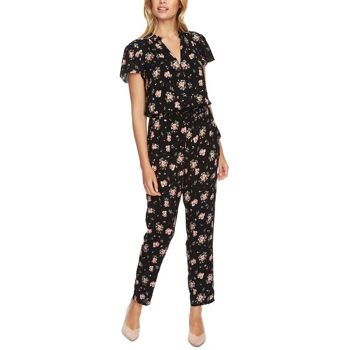 1.State Womens Ruffled Smocked Jumpsuit