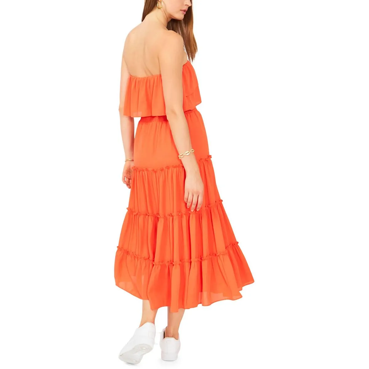 1.State Womens Tiered Knee Length Midi Dress