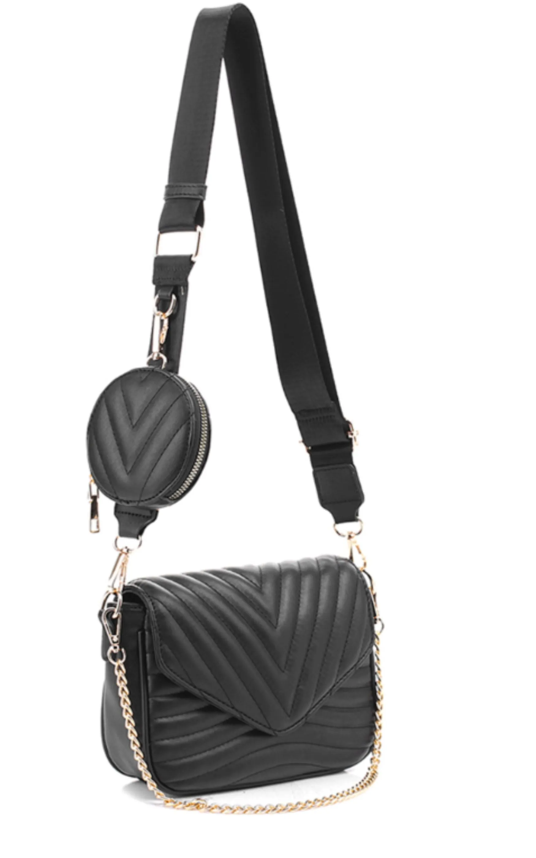 2-in-1 Chevron Crossbody Bag w/ Coin Purse