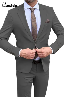 2 Piece Double Button Notch Lapel Suit For Men