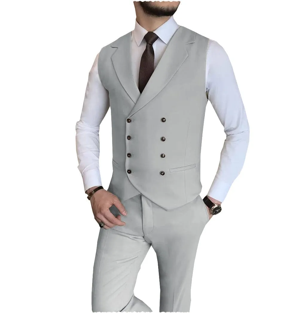 2 Pieces Casual Mens Fit Suit For Wedding (Vest   Pants)