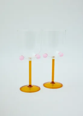 2 Pompom Wine Glasses