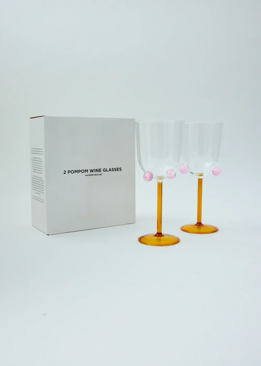 2 Pompom Wine Glasses