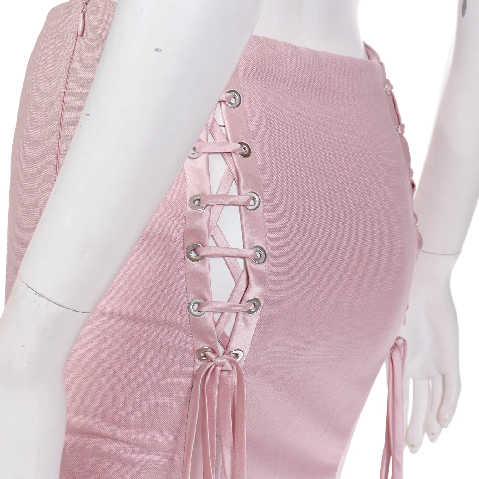 2004 S/S Valentino Garavani Pink Corset Laced Pencil Skirt