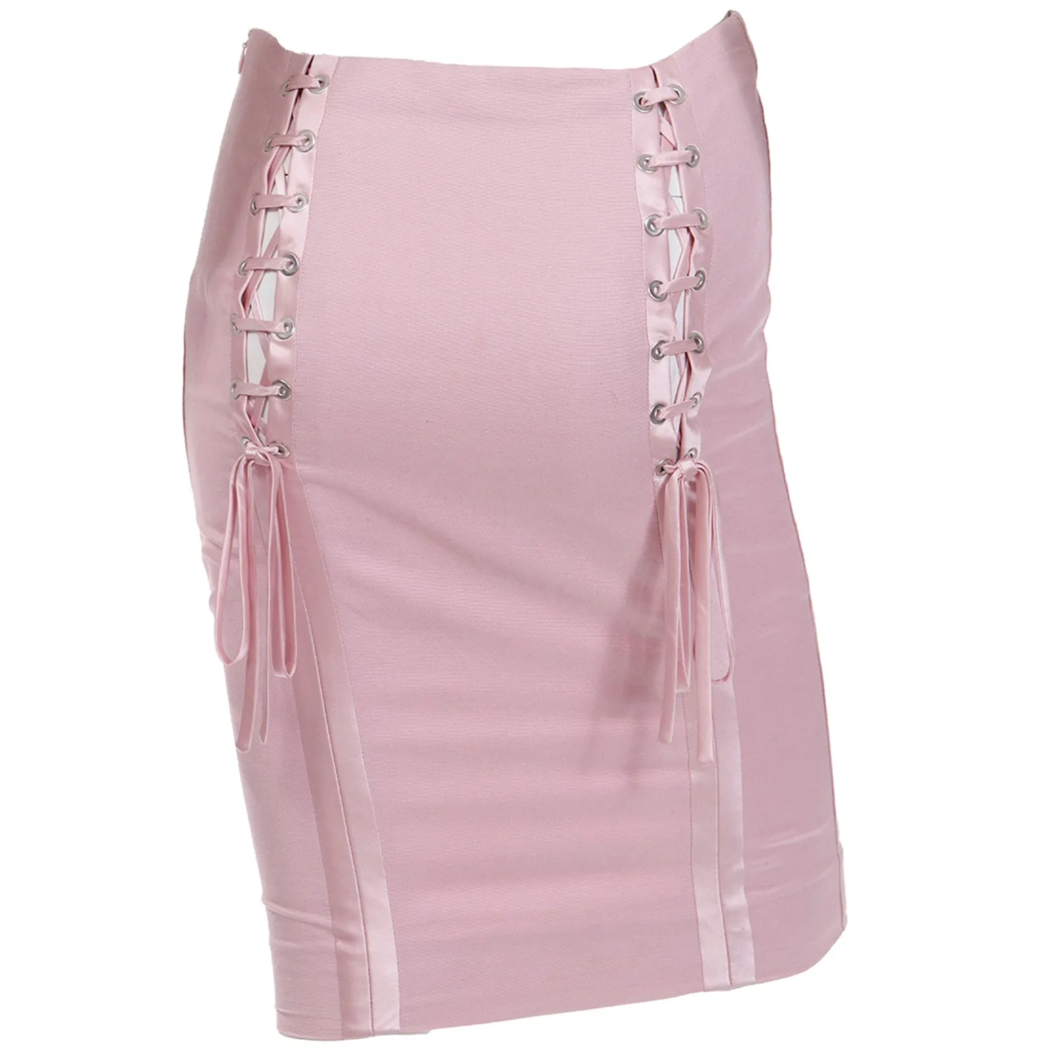 2004 S/S Valentino Garavani Pink Corset Laced Pencil Skirt