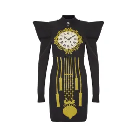 2008 Jeremy Scott Novelty Grandfather Clock Wool Dress