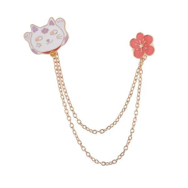 2016 New Women Girl Accessories Fashion Cute Egg Cat Moon Rabbit Chain Brooch Badge Pin Collar Brooch Jewelry Gift Free Shipping