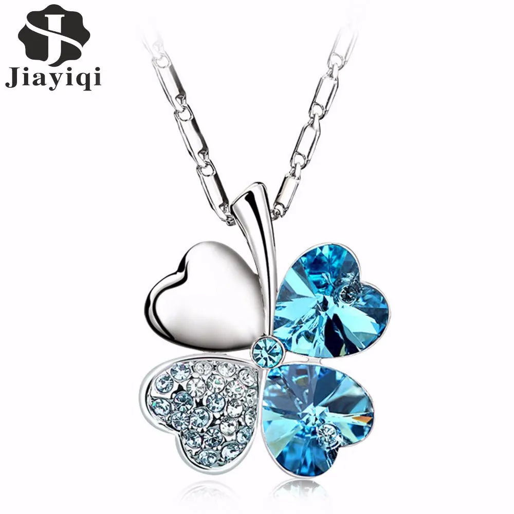 2017 Heart Chains Silver Crystal Clover Charm Pendants Fine Jewelry Statement Necklaces For Women Best Friend Black Friday