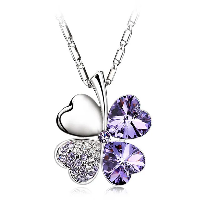 2017 Heart Chains Silver Crystal Clover Charm Pendants Fine Jewelry Statement Necklaces For Women Best Friend Black Friday