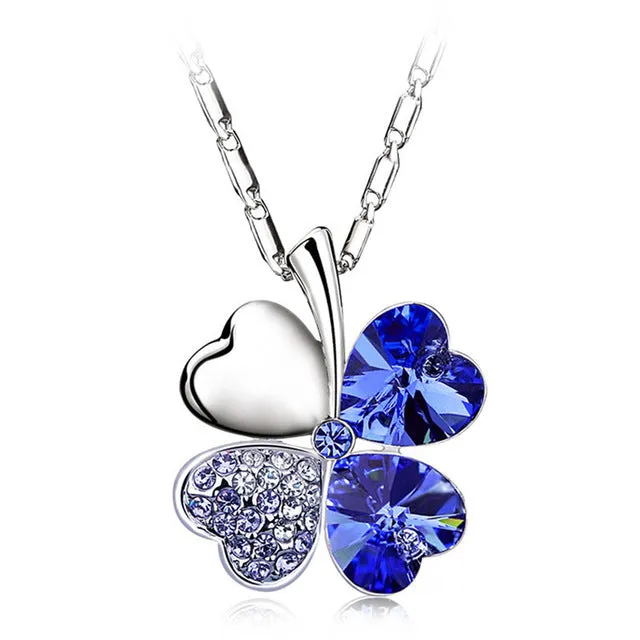 2017 Heart Chains Silver Crystal Clover Charm Pendants Fine Jewelry Statement Necklaces For Women Best Friend Black Friday