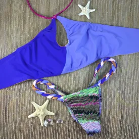 2017 Pink/Lavendar/Purple Rope Sporty Circle 2:1 Flip It Reversible Bikini Micro Cheeky