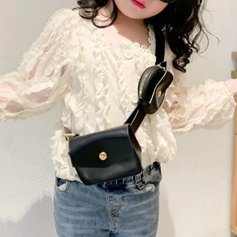 2021 Solid Color Two-piece Girl Waist Bag Crossbody Bag Children's Clothing