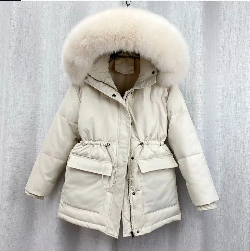 2023 Cotton Padded Fur Parka New Big Fur Collar Down Winter Jacket