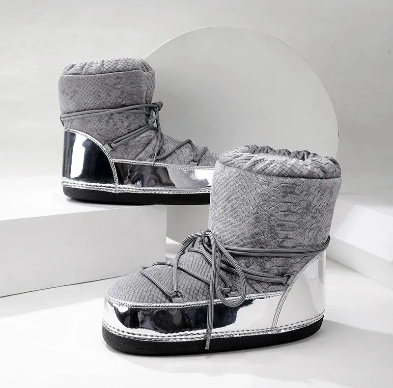 2023 Winter Snow Boots Women Cotton Boots Warm Fur Ski Boots