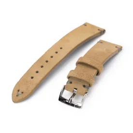 20mm or 22mm Khaki Quick Release Italian Suede Leather Watch Strap, Charcoal Grey St.