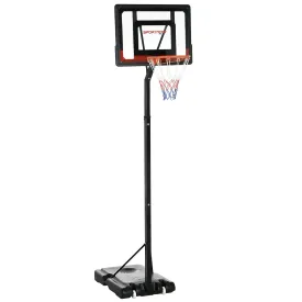 2.1 to 2.6M Adjustable Free Standing Basketball Hoop Weighted Base With Transit Wheels Black & Red by Sportnow