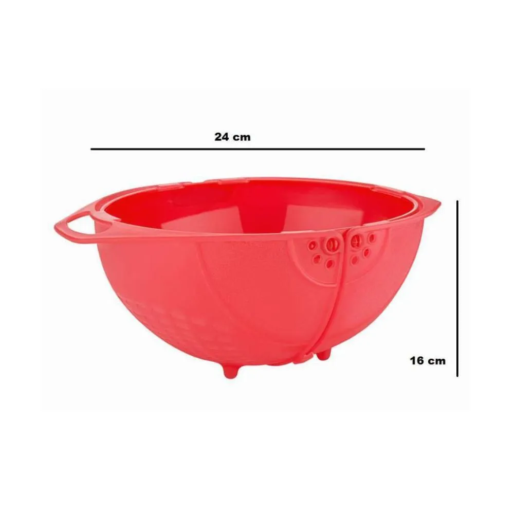 2145  Plastic Revolving Multi Functional Rice, Vegetable Fruit Wash Basket Bowl (Multi Colour)