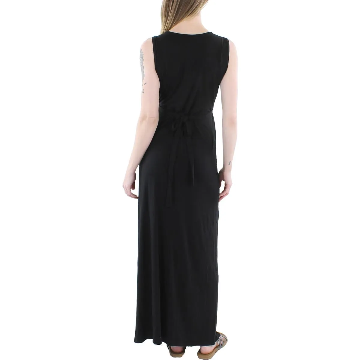 24seven Comfort Apparel Womens Solid V Neck Midi Dress