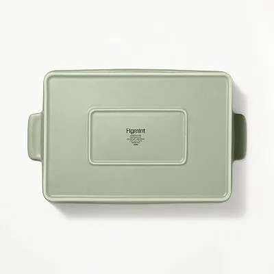 2pc Stoneware Rectangle Baking Dish Set Sage Green - Figmint