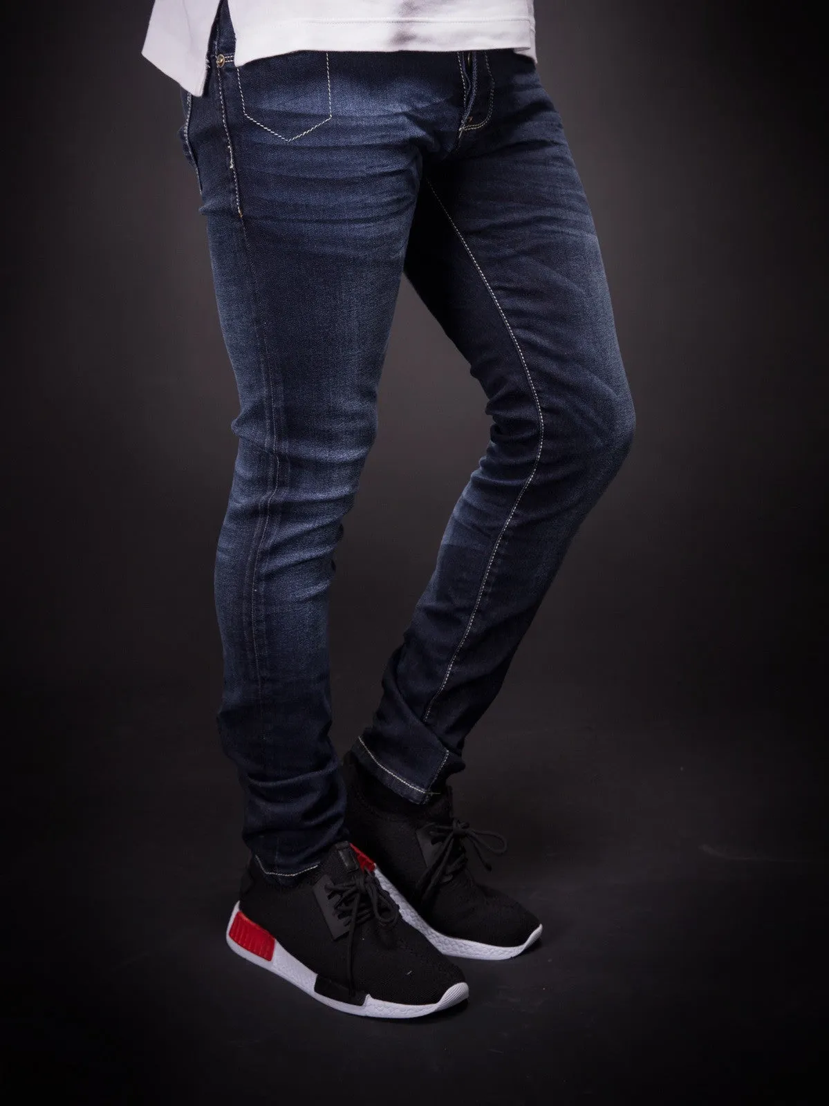 2Y Men Slim Fit Clean Jeans - Dark Blue