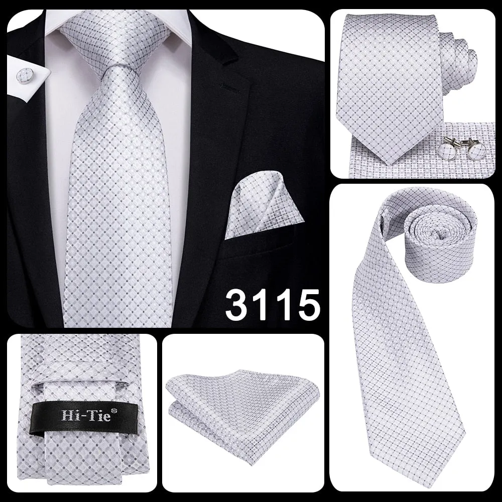 3 Piece 8.5cm Business Black Solid Paisley 100% Silk Men's Tie Neck Strip Tie Formal Luxury Wedding Neckties Set