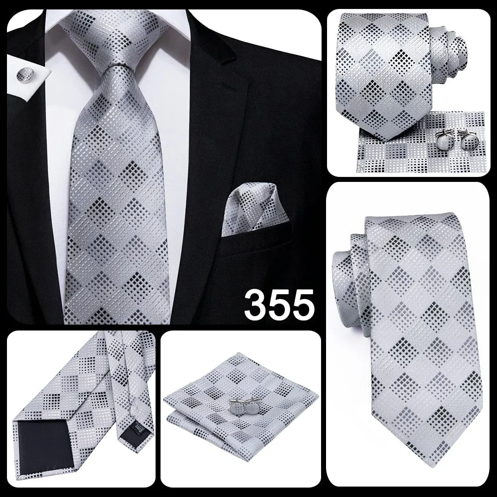 3 Piece 8.5cm Business Black Solid Paisley 100% Silk Men's Tie Neck Strip Tie Formal Luxury Wedding Neckties Set