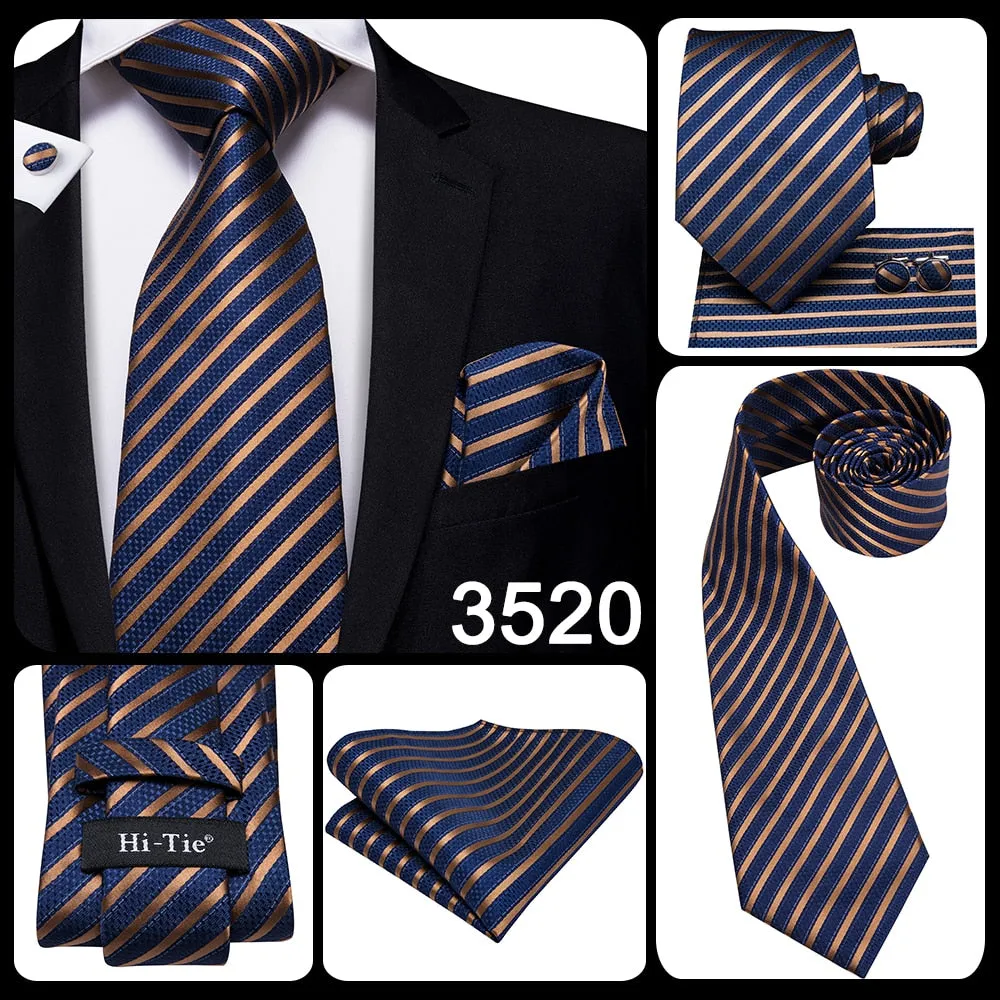 3 Piece 8.5cm Business Black Solid Paisley 100% Silk Men's Tie Neck Strip Tie Formal Luxury Wedding Neckties Set