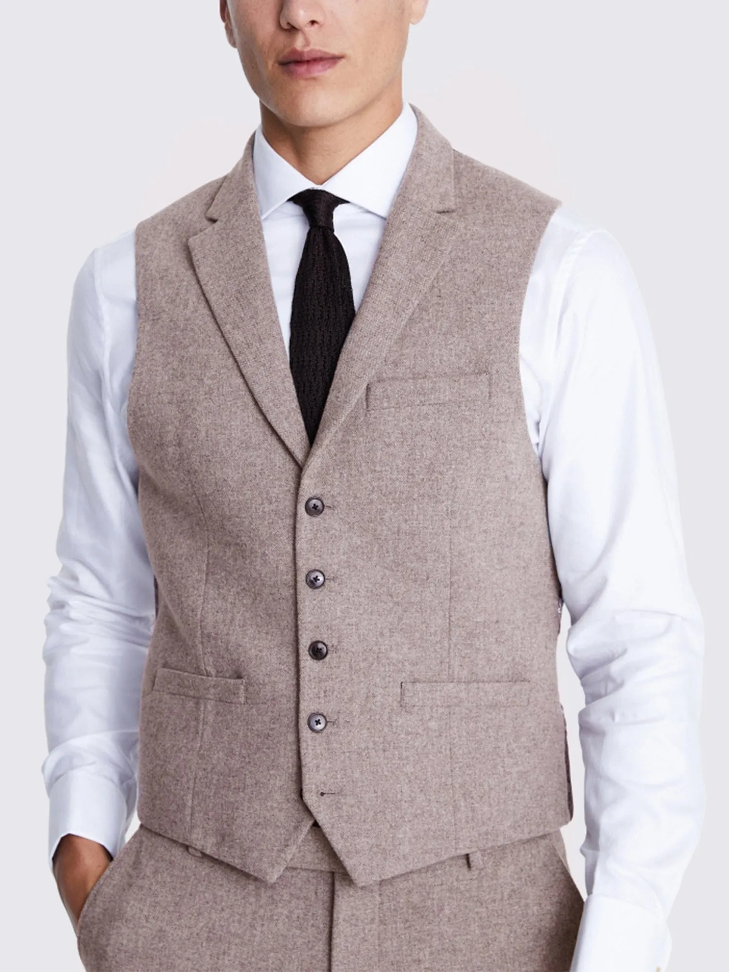 3 Piece Business Casual Double Button Notch Lapel Tweed Men Suit (Blazer Vest Pants)