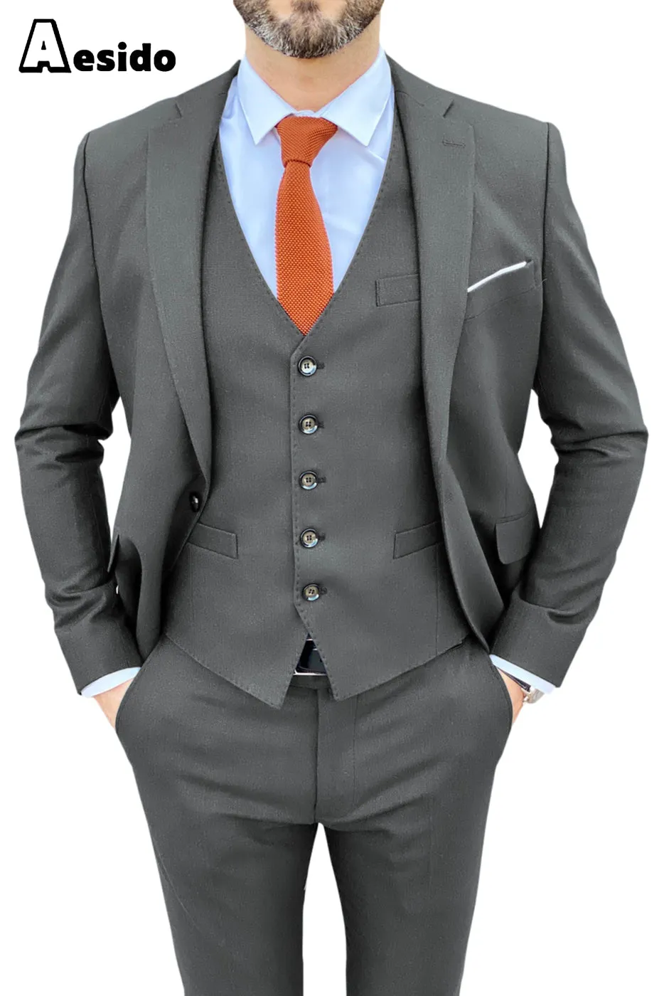 3 Piece Notch Lapel Business Suit For Men