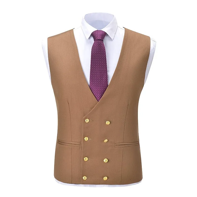 3 Pieces Flat Peak Lapel Mens Suit (Blazer vest Pants)