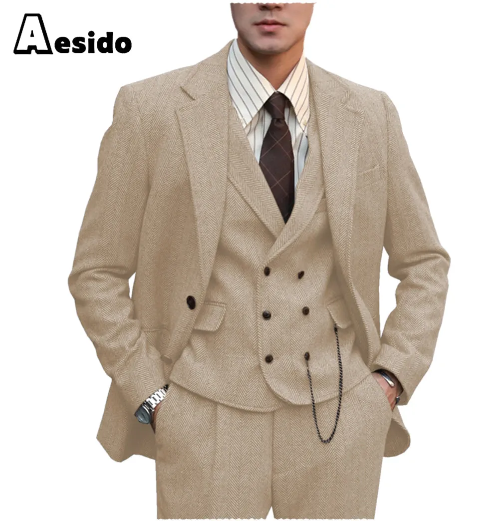 3 Pieces Notch Lapel Men Suit（Blazer Vest Pants）