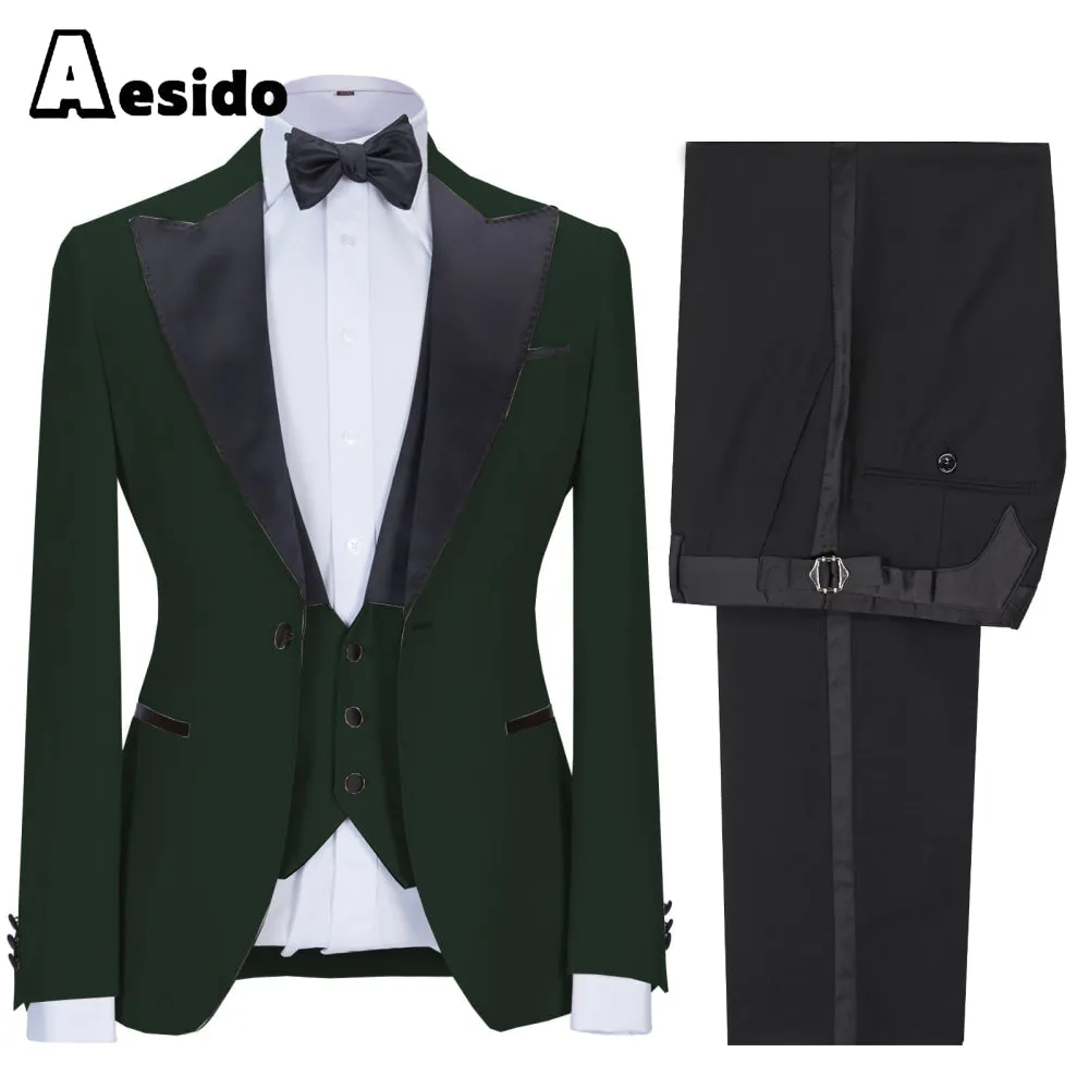 3 Pieces Peak Lapel Flat Mens Suit (Blazer vest Pants)