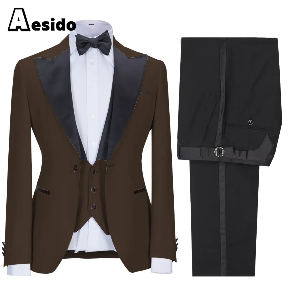 3 Pieces Peak Lapel Flat Mens Suit (Blazer vest Pants)