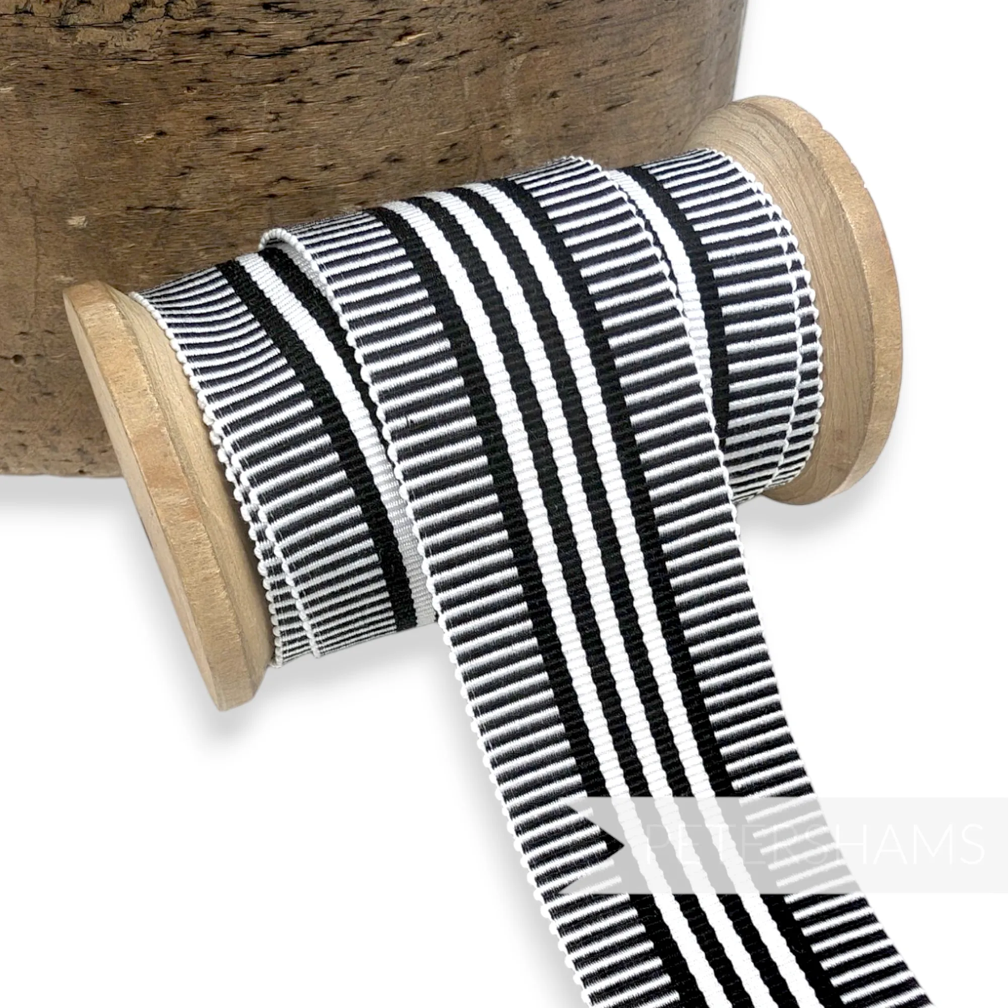 38mm Mirror Stripe Millinery Petersham Hat Ribbon - 1m