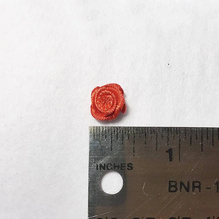 3/8" (10mm) Small Satin Rose Embellishments- Set of 4