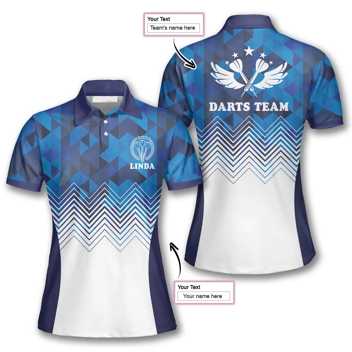 3D All Over Print Blue White Custom Darts Shirts for Women