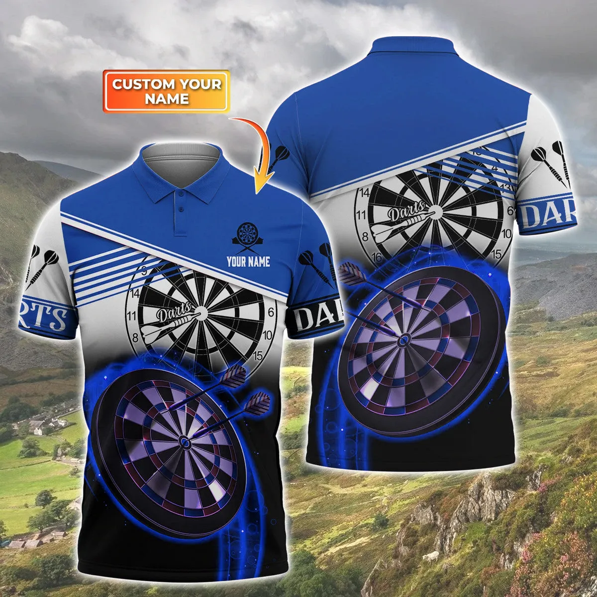 3D All Over Print Dart Multi Color Polo Shirt, Unisex Shirt for Man Women, Uniform Dart Team