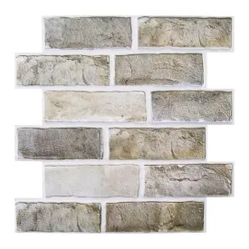 3D Brown-Gray Brick Peel and Stick Wall Tile